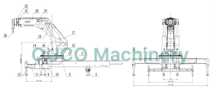 OUCO 100T Lorry Crane Mounted Manufacturer